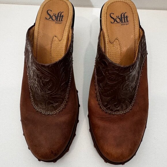 Sofft Women's Mules Studded Wedge Slip On Heels - Brown - 6M - Picture 2 of 12